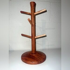 Vintage Wooden Mug Tree Stand